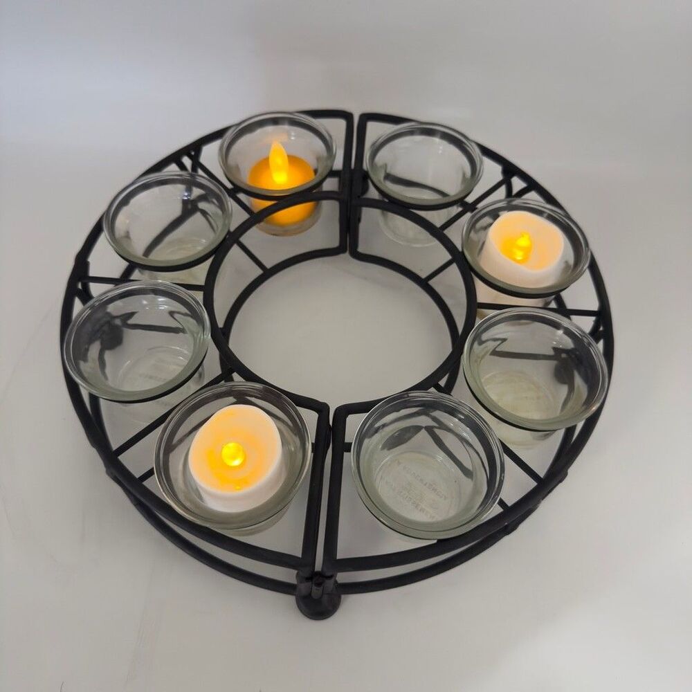 Wrought Iron Patio Table Umbrella Centerpiece Tea Light Candle Holder